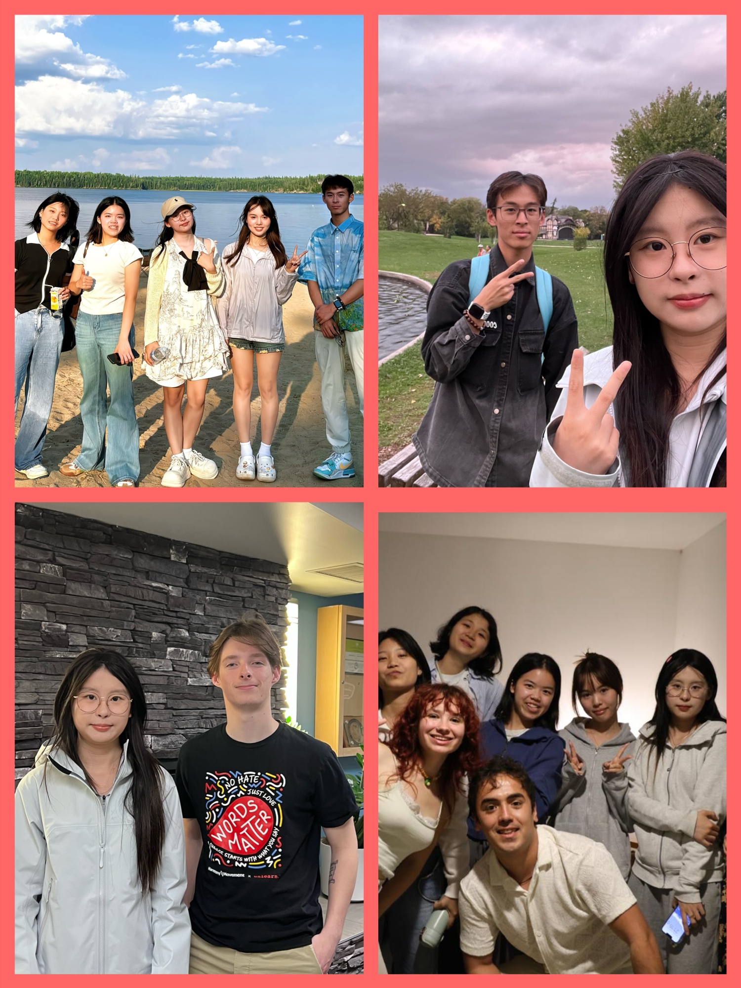 A collage of Shuhan spending time with friends during her Mitacs programme